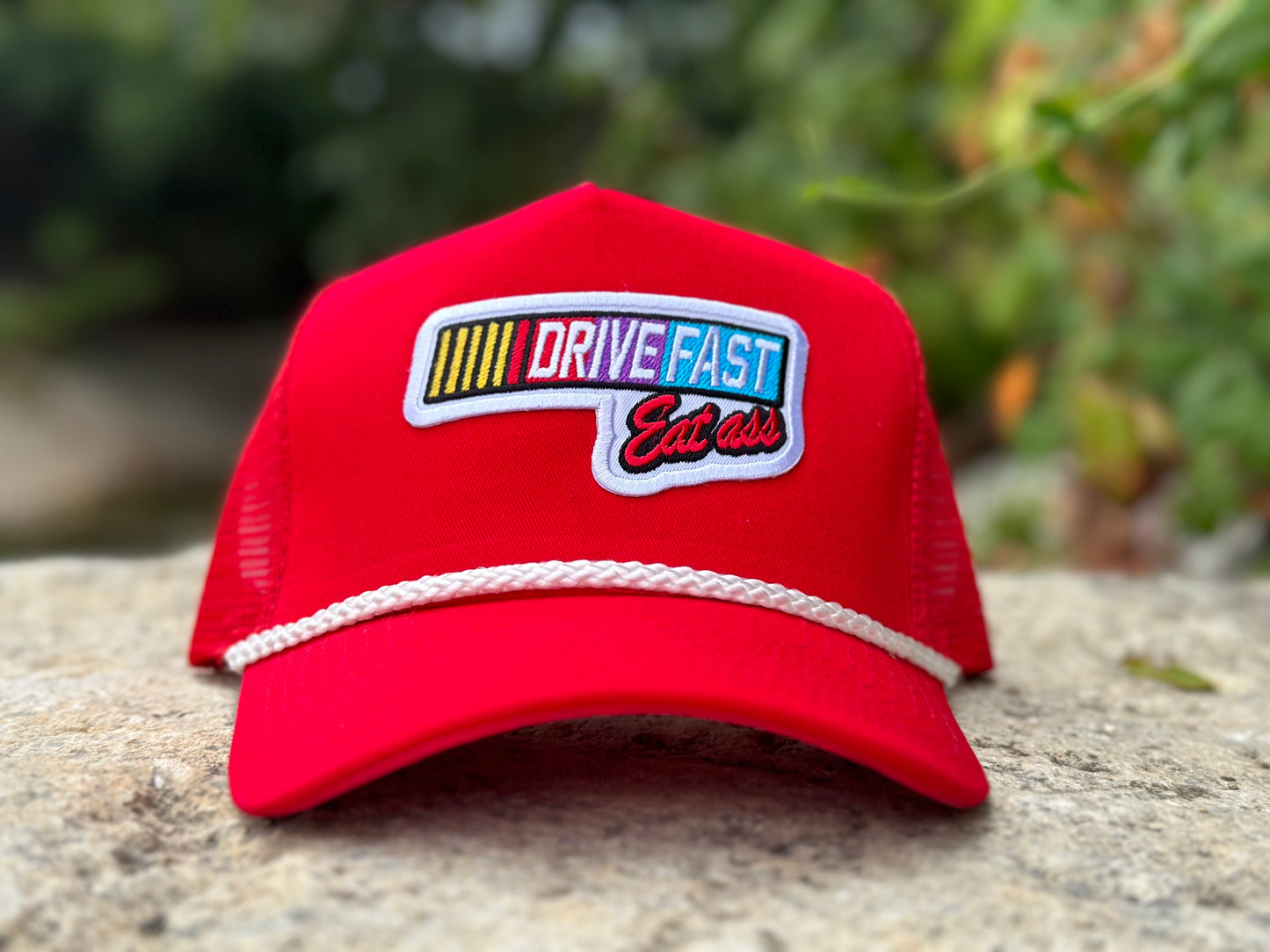 Drive Fast, Eat Ass: Red/White Rope Hat