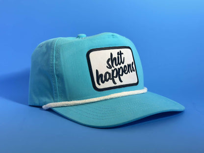 Sh*t Happens Light Blue/White Low Profile Rope Hat