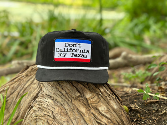 Don’t California My Texas: Low Profile Black/White Rope Hat