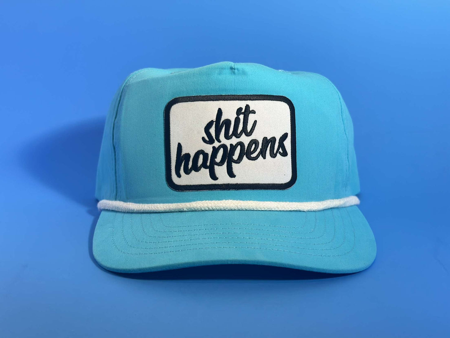 Sh*t Happens Light Blue/White Low Profile Rope Hat