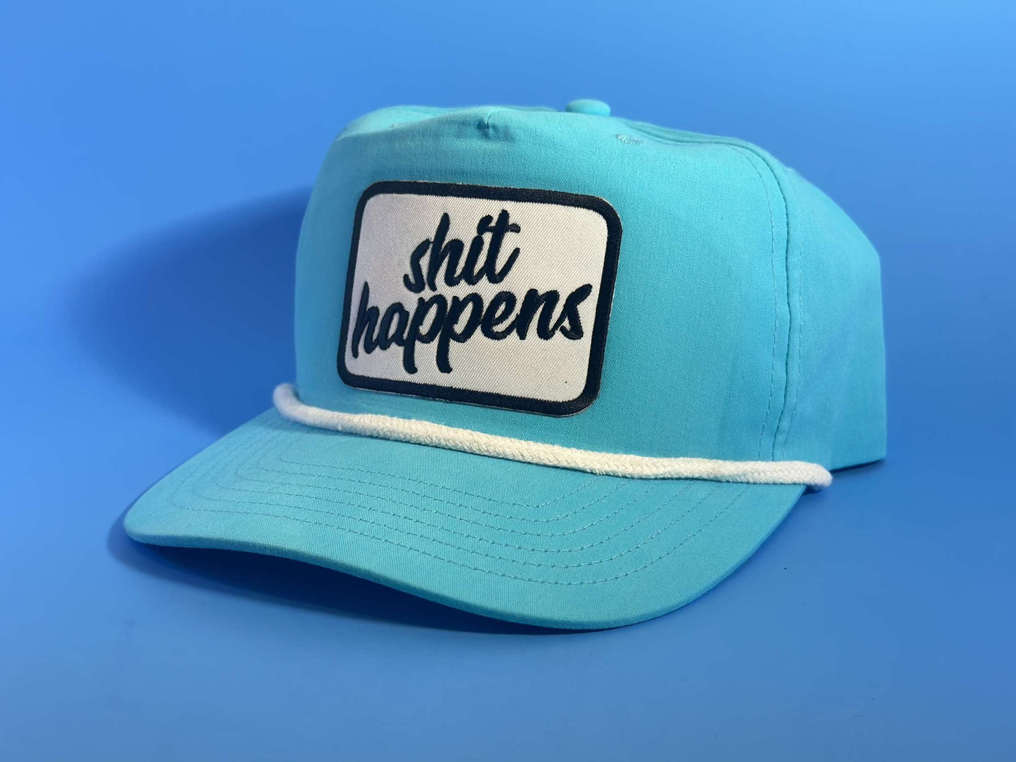 Sh*t Happens Light Blue/White Low Profile Rope Hat