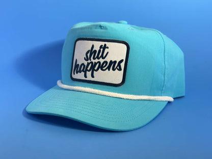 Sh*t Happens Light Blue/White Low Profile Rope Hat