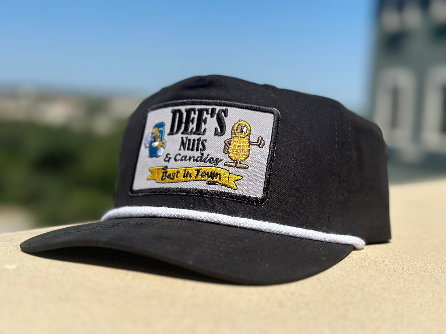 Dee’s Nuts and Candies Black/White Low Profile Rope Hat