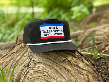 Don’t California My Texas: Low Profile Black/White Rope Hat