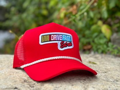 Drive Fast, Eat Ass: Red/White Rope Hat