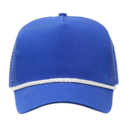 Blank Blue Hat with White Rope