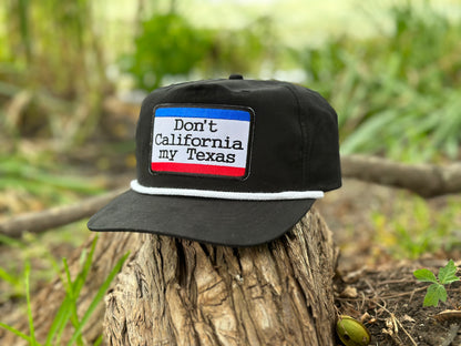 Don’t California My Texas: Low Profile Black/White Rope Hat